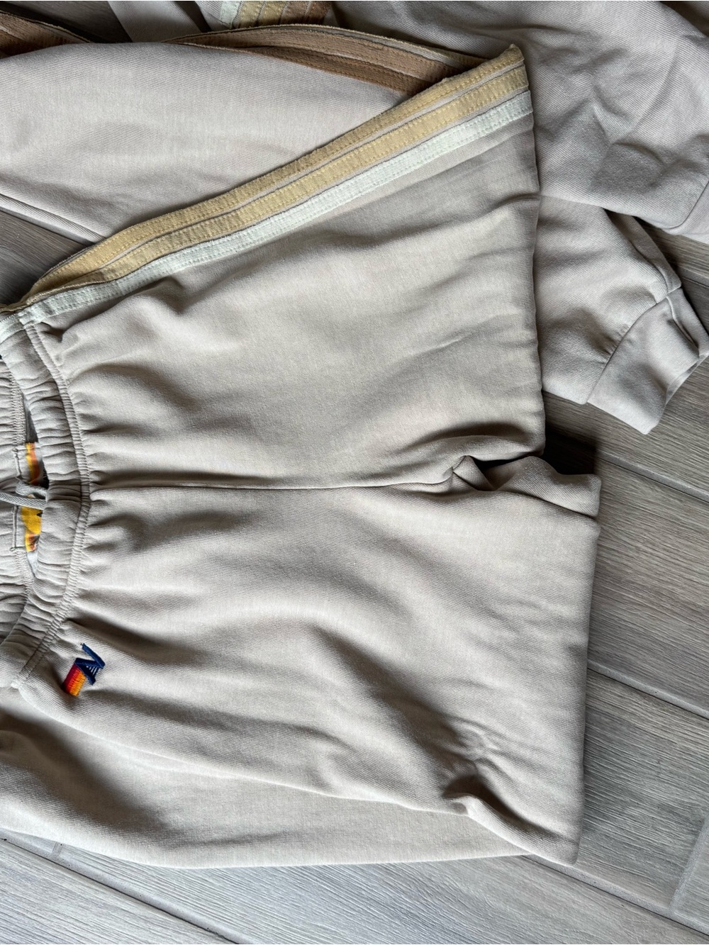 Aviator Nation Cream Sweatshirt & Joggers with Beige Stripe Accents - Picture 3 of 5
